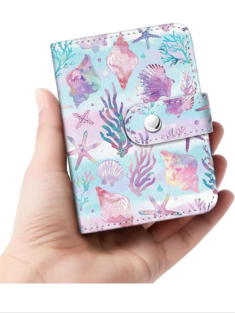 Kids Mermaid Seashell Card Wallet - Pastel Purple & Teal